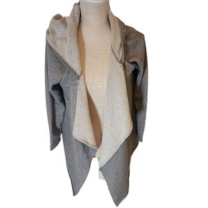 Juicy Couture Gray and Cream Open Front Cardigan